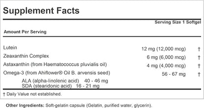 ANDREW LESSMAN Maximum L+Z with Astaxanthin 120 Softgels 12mg Lutein, 6mg Zeaxanthin, 4mg Astaxanthin.