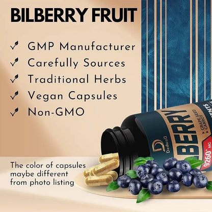 10in1 Bilberry Extract for Eyes Supplement 9260mg 3 Month 90 Capsules