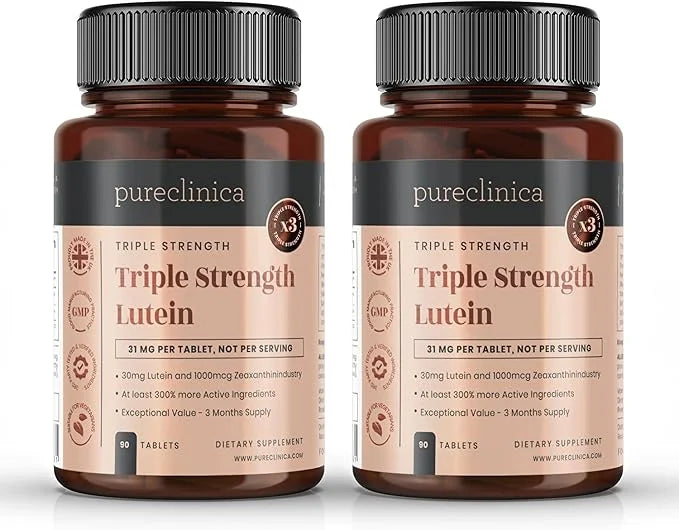 pureclinica Lutein 30mg x 180 Tablets (2 Bottles 90 Tablets 1000mcg Zeaxanthin. 3 x