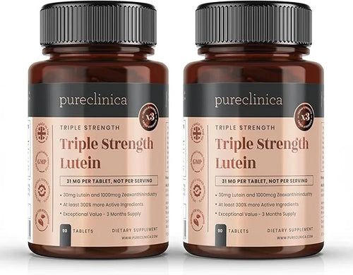 pureclinica Lutein 30mg x 180 Tablets (2 Bottles 90 Tablets 1000mcg Zeaxanthin. 3 x