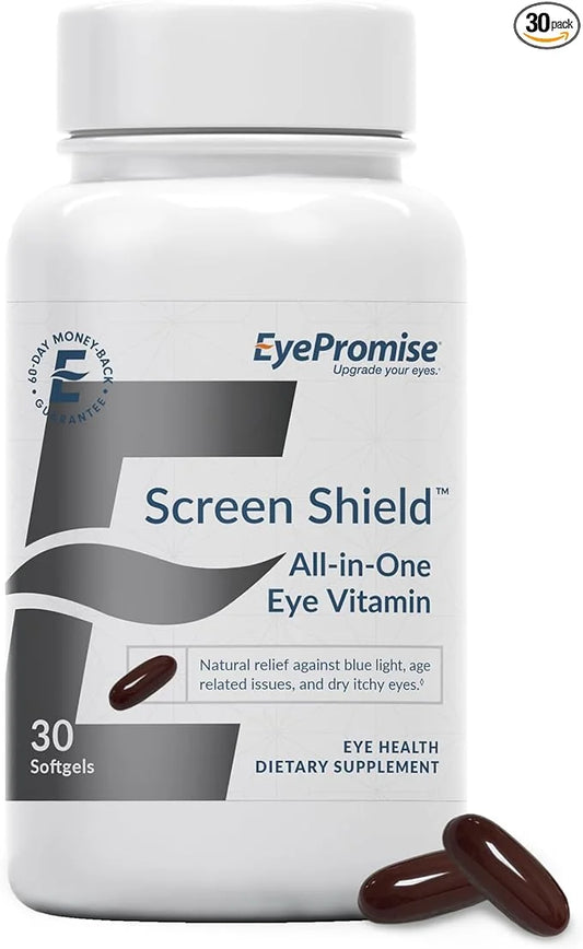 EyePromise Screen Shield All-in-One Eye Vitamin Omega–3 Fish B12, Zinc 30 One-A-Day,