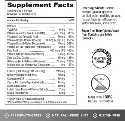 EyePromise Screen Shield All-in-One Eye Vitamin Omega–3 Fish B12, Zinc 30 One-A-Day,