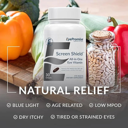 EyePromise Screen Shield All-in-One Eye Vitamin Omega–3 Fish B12, Zinc 30 One-A-Day,
