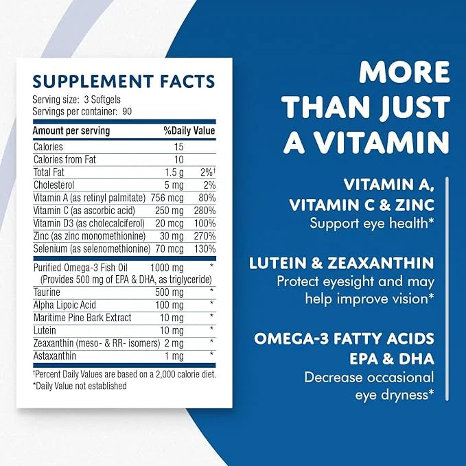 OS2 Ocular Support Solution 270Ct, Eye AREDS2, Vit Omega-3, Lutein
