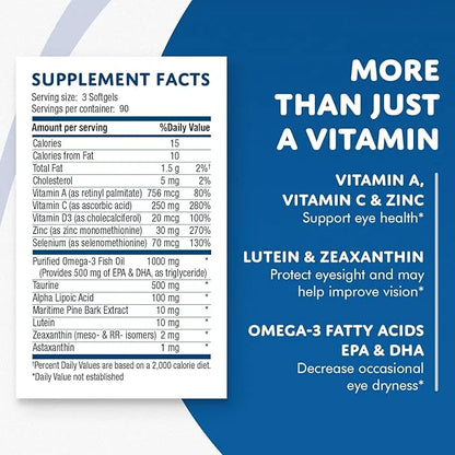 OS2 Ocular Support Solution 270Ct, Eye AREDS2, Vit Omega-3, Lutein