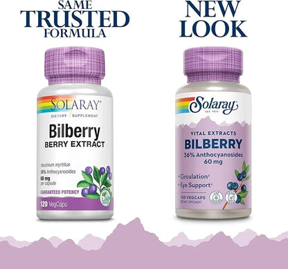 Solaray Bilberry Berry Extract 60 mg 120 VegCaps