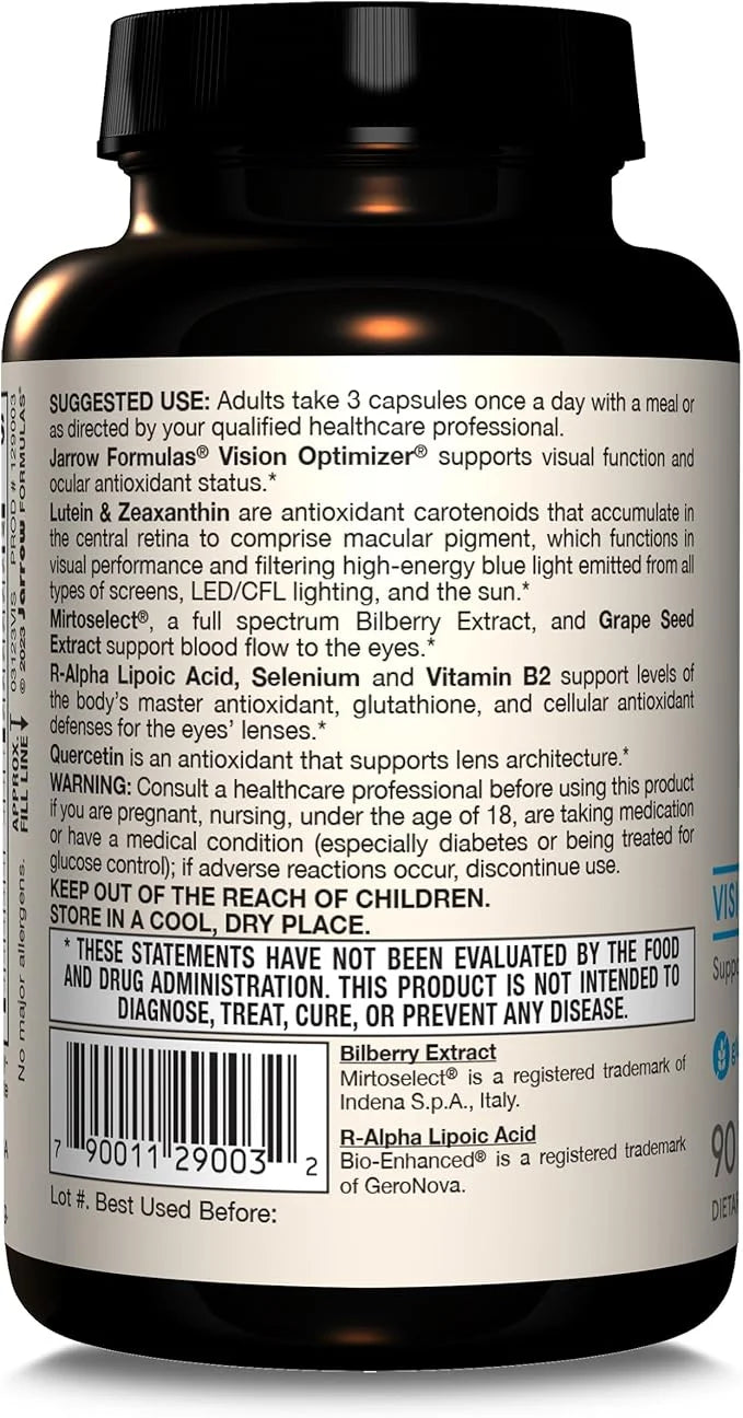 Jarrow Formulas Vision Optimizer, Dietary Supplement, 90 Capsules, 30 Day