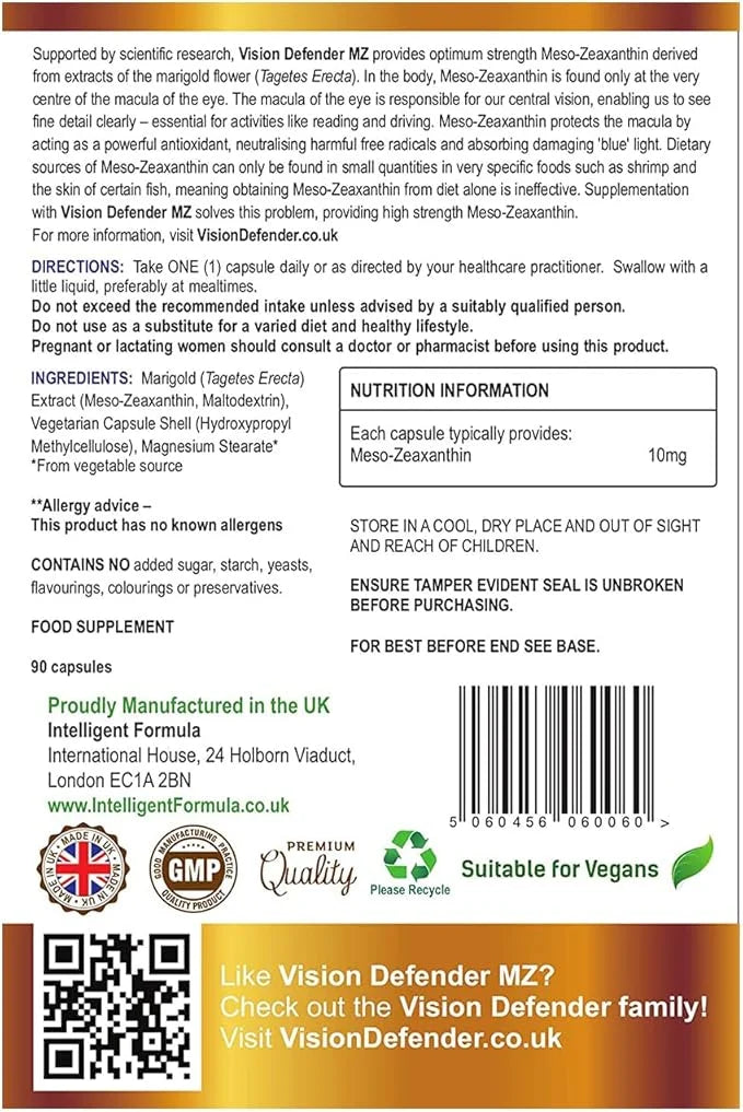 Vision Defender Meso Zeaxanthin Vegan Eye (90 capsules/One-A-Day)