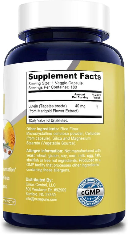 NusaPure Lutein 40mg 180 Veggie Capsules