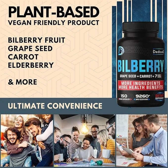 20:1 Bilberry Extract Capsules 9260mg Per 5 Month 10in1 Plus 150 Counts
