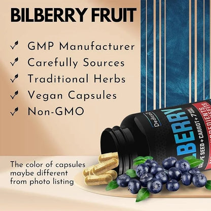 20:1 Bilberry Extract Capsules 9260mg Per 5 Month 10in1 Plus 150 Counts