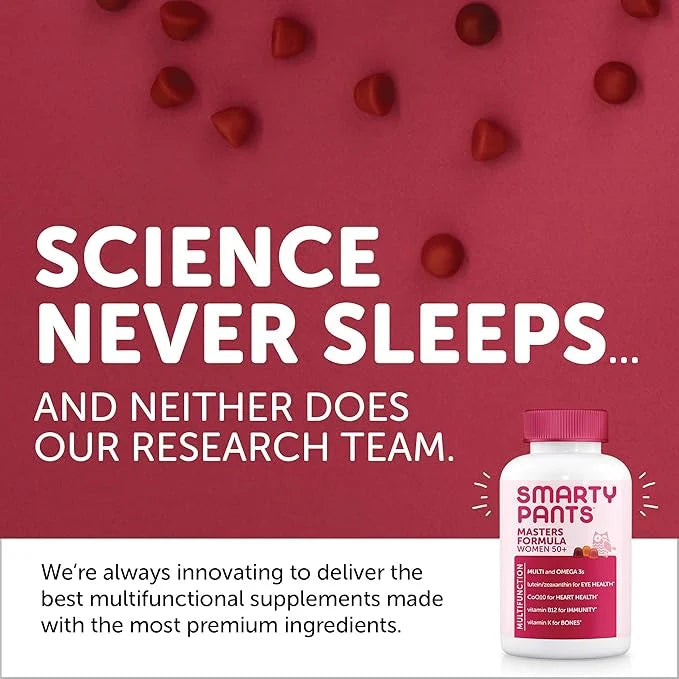SmartyPants Women's Masters 50+ Multivitamin: Vitamin D3 & CoQ10 for 3 Fish B6, 120 120 Count (30 Day