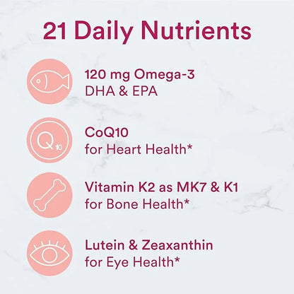 SmartyPants Women's Masters 50+ Multivitamin: Vitamin D3 & CoQ10 for 3 Fish B6, 120 120 Count (30 Day