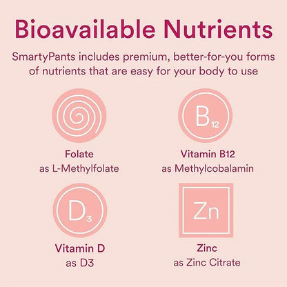 SmartyPants Women's Masters 50+ Multivitamin: Vitamin D3 & CoQ10 for 3 Fish B6, 120 120 Count (30 Day