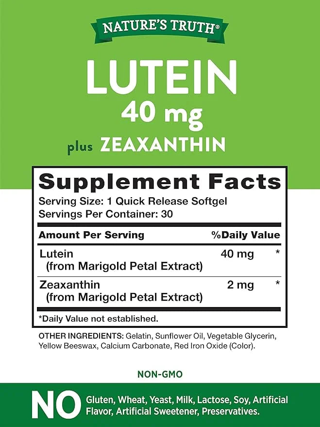 Nature's Truth Lutein and Zeaxanthin Supplement 40mg | 30 Softgels