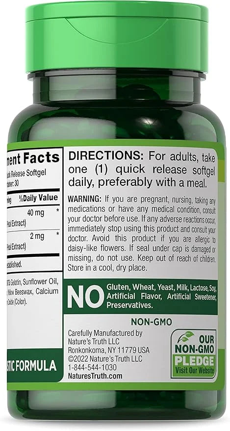 Nature's Truth Lutein and Zeaxanthin Supplement 40mg | 30 Softgels