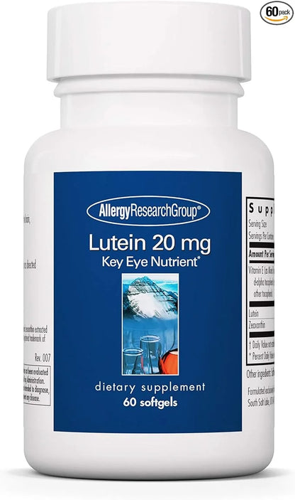Allergy Research Group Lutein Supplement 20mg Lutein 60 Count