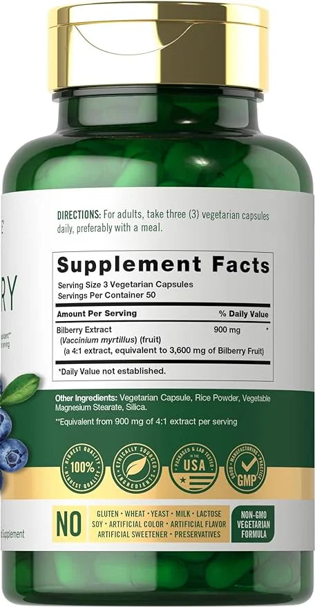 Carlyle Bilberry Extract Capsules 3600mg | 150 Count