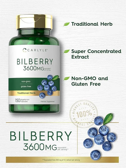 Carlyle Bilberry Extract Capsules 3600mg | 150 Count