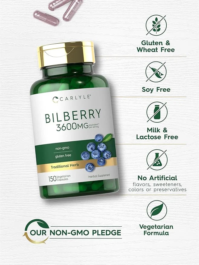 Carlyle Bilberry Extract Capsules 3600mg | 150 Count