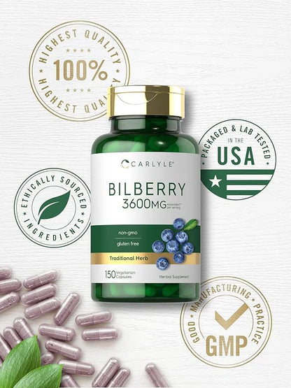 Carlyle Bilberry Extract Capsules 3600mg | 150 Count
