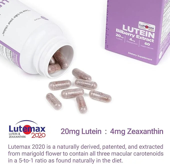 Lutein 20mg with Zeaxanthin 4mg and 100mg, Vitamin, 2020, Non 60 Servings