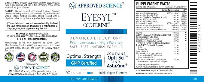 Approved Science EyeSyl 6 Bottles 360 Capsules
