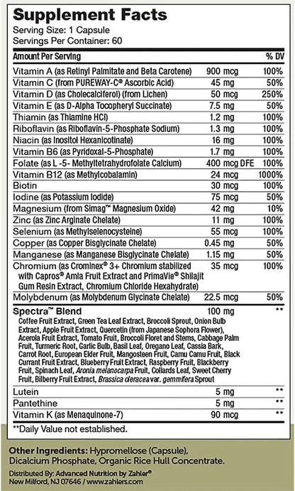 Zahler Multivitamin 50+, Iron-Free Formula + 60 Capsules.