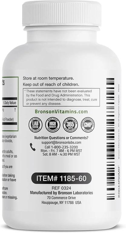 Bronson Bilberry Extra Strength Vaccinium Myrtillus, 60 Vegetarian