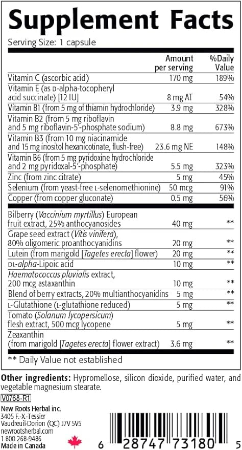 NEW ROOTS HERBAL EyeSurance Extra Multivitamin Supplement 30 Vegetable