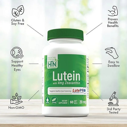 Health Thru Nutrition Lutein 20mg 4mg | 5:1 Ratio 60)