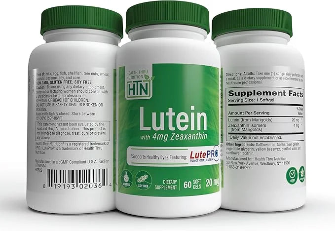 Health Thru Nutrition Lutein 20mg 4mg | 5:1 Ratio 60)