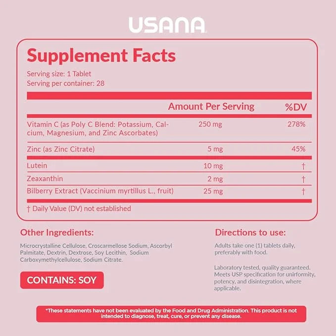 USANA Visionex DS with Lutein Zeaxanthin 28 Tablets 28 Day