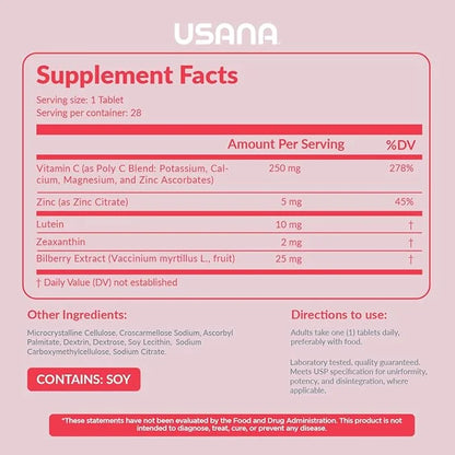 USANA Visionex DS with Lutein Zeaxanthin 28 Tablets 28 Day
