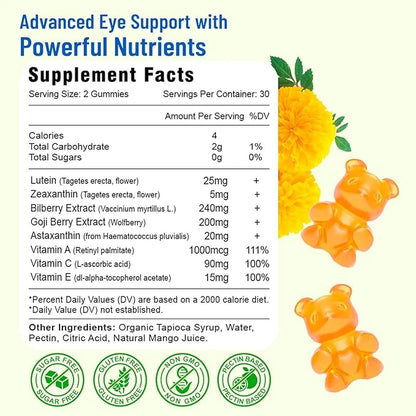 Eye Vitamins Lutein & Zeaxanthin Gummies, 120 Count