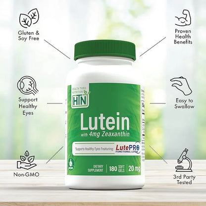 Health Thru Nutrition Lutein 20mg 4mg | 5:1 Ratio 180)
