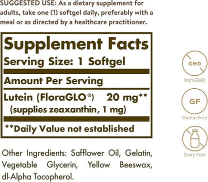 Solgar Lutein 20 mg, 60 Softgels 60 Servings
