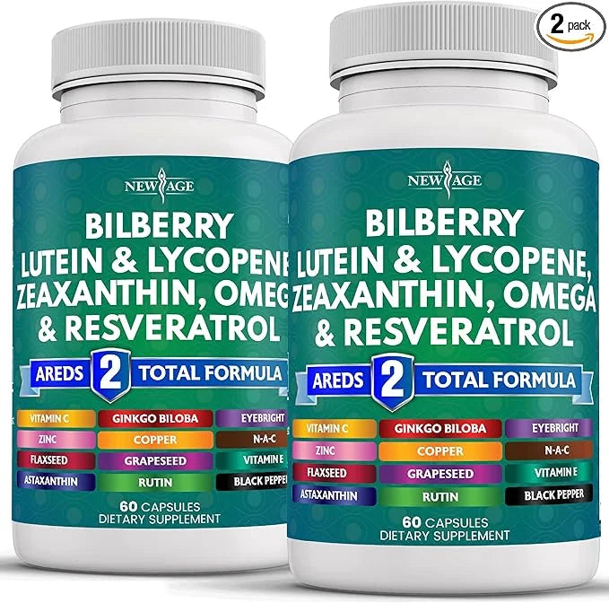 NEW AGE Eye Health Vitamins 6000mg Lutein 40mg Lycopene 40mg Resveratrol 3000mg Grape 6000mg Astaxanthin -120 Count