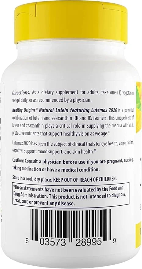 Healthy Origins Lutein (Lutemax 2020), 20 mg 60 Veggie