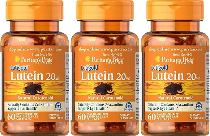 Puritan's Pride 3-Pack of Lutigold Lutein 20mg 60 60 Softgels (180 Total)