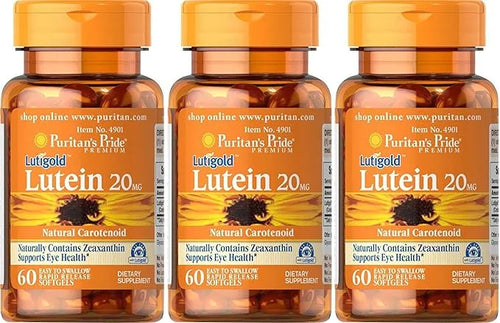 Puritan's Pride 3-Pack of Lutigold Lutein 20mg 60 60 Softgels (180 Total)