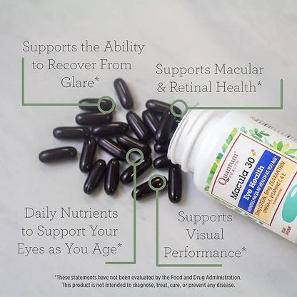 Quantum Health Macula 30+ Eye Health Omega-3, and E|60 Softgels, 30 Day