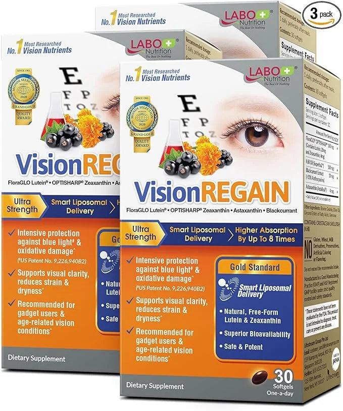 LABO Nutrition VisionREGAIN, Smart Liposomal Delivery, 8X Higher 20mg FloraGLO 30s x3 x3
