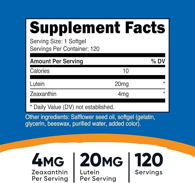 Nutricost Zeaxanthin with Lutein 20mg, 120 Softgels
