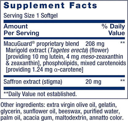 Life Extension MacuGuard Eye Health Supplement 500mg - 60 Softgels 100 Vegetarian