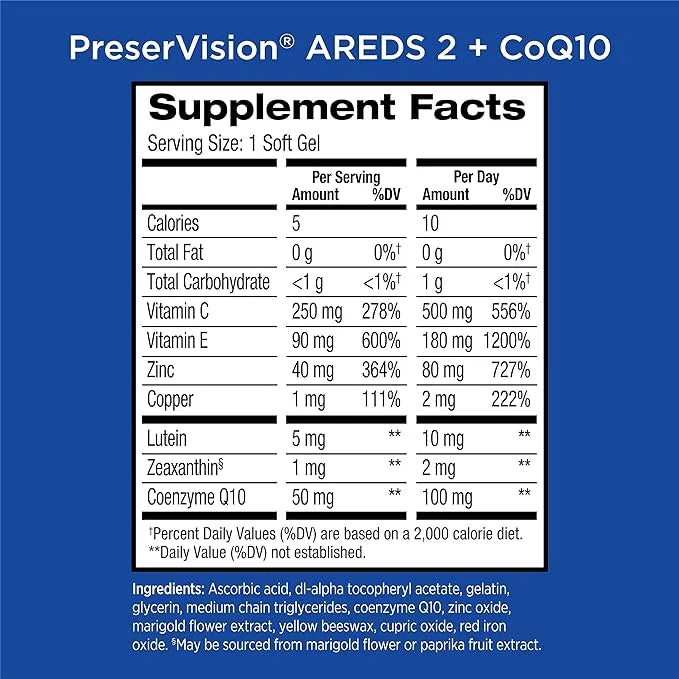 PreserVision AREDS 2 Eye Vitamins CoQ10 for 80 Softgels