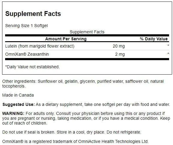 Swanson Synergistic Eye Health 60 Softgels 20 mg 2 mg (3 Pack)