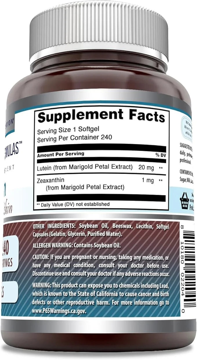 Amazing Formulas Lutein 20 mg 800 mcg (240 Count)