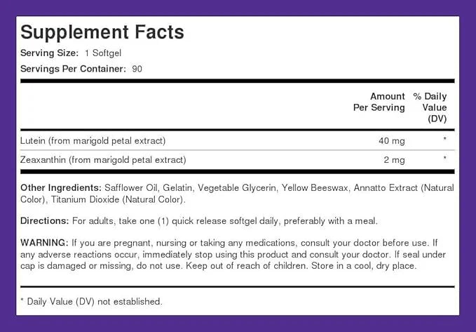 Piping Rock Lutein 40mg with Zeaxanthin 90 Softgels