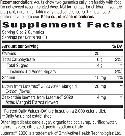 Nature's Way Lutein Gummies with Zeaxanthin, 60 Count
